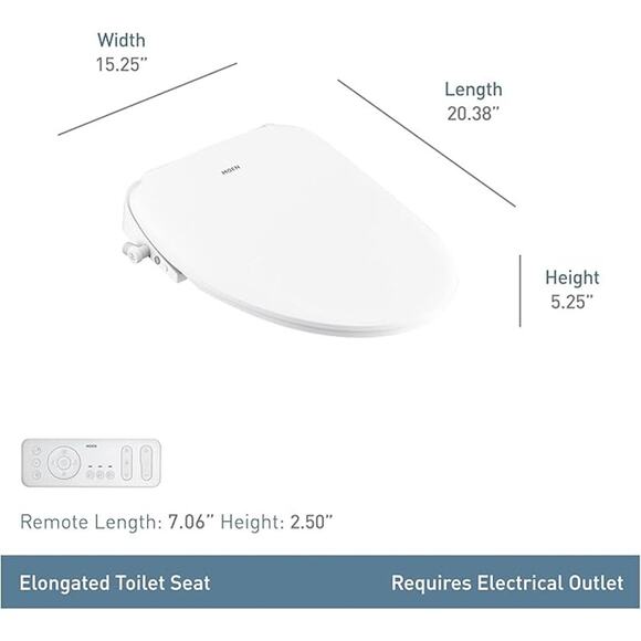 Moen EB2100 Bidet Seat,5-Series, Elongated,White, Remote Control &Warm Air Dryer - Picture 2 of 6